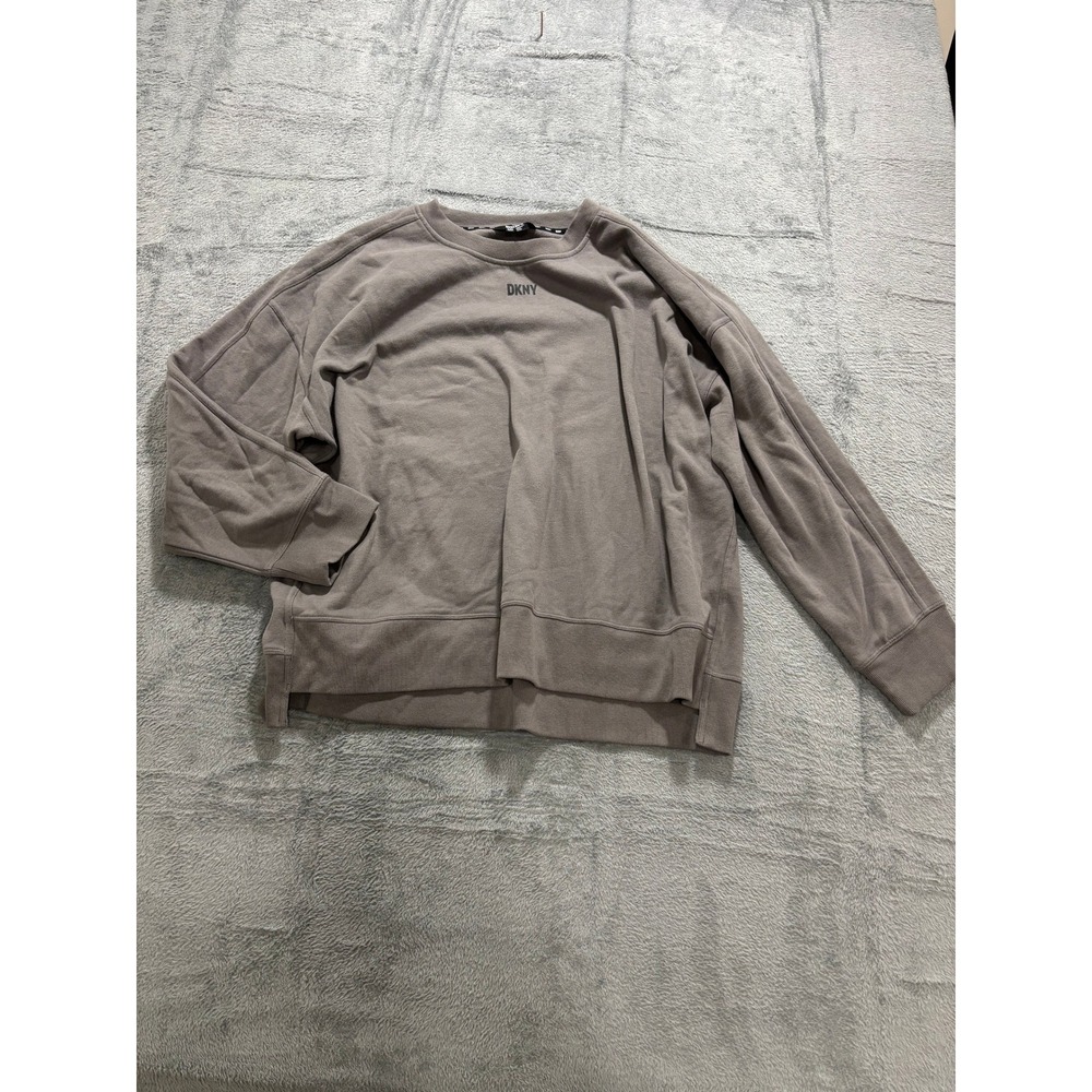 DKNY XXL Taupe Brown Womens Sweatshirt Pullover Casual Athleisure Cozy - Picture 10 of 10